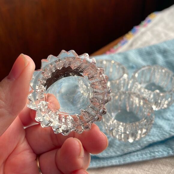 Lot of 4 cut glass open salt bowls. Victorian ornate - Picture 6 of 9